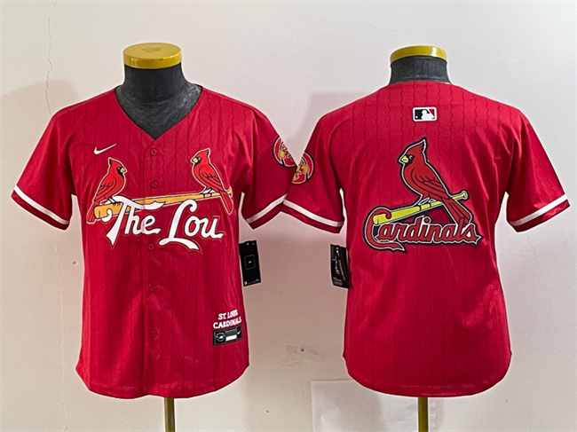 Youth St. Louis Cardinals Team Big Logo Red 2024 City Connect Limited Stitched Baseball Jersey
